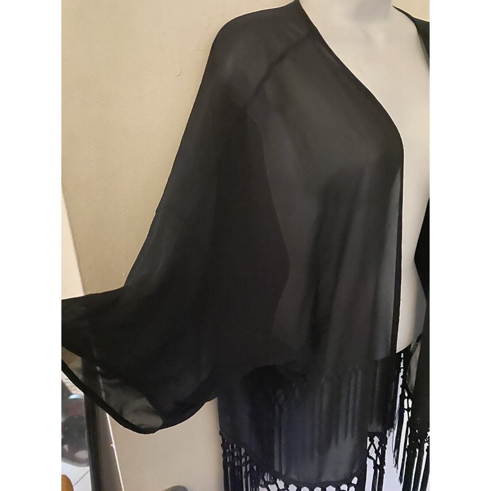 Alythea Sheer Top With Fringe Size M - Picture 5 of 5